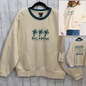 Billabong Women’s Triple Palms Crewneck Sweatshirt Fleece M Cotton Blend NWT